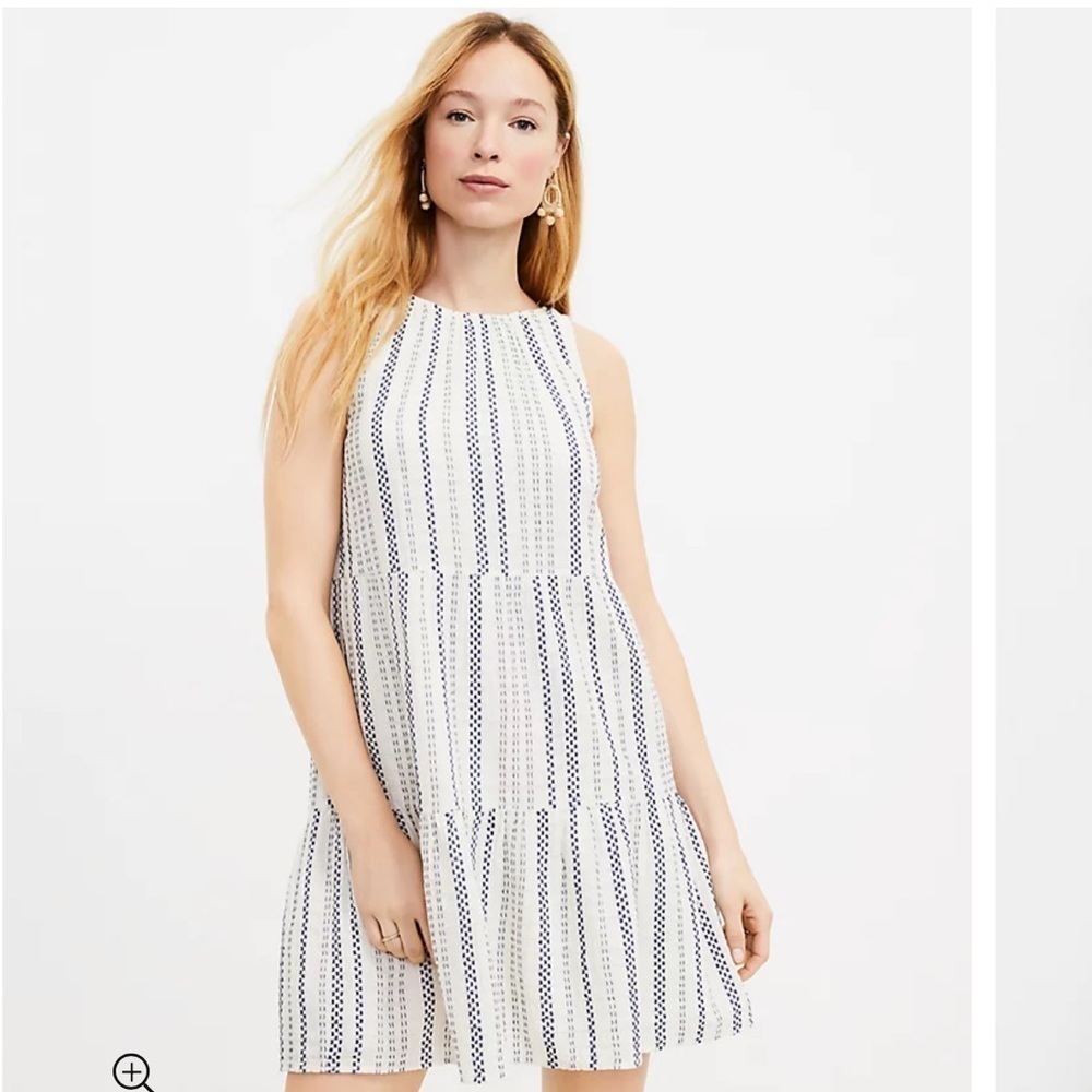 LOFT Dotted Tiered Swing Dress XL